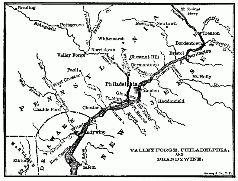 Map of Valley Forge and Brandywine